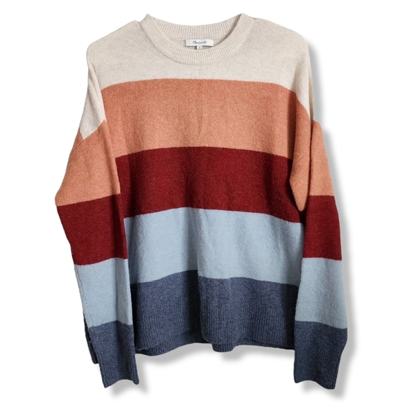 MADEWELL Crofton Striped Pullover Sweater in Coziest Yarn wool Alpac size Small - Picture 1 of 7
